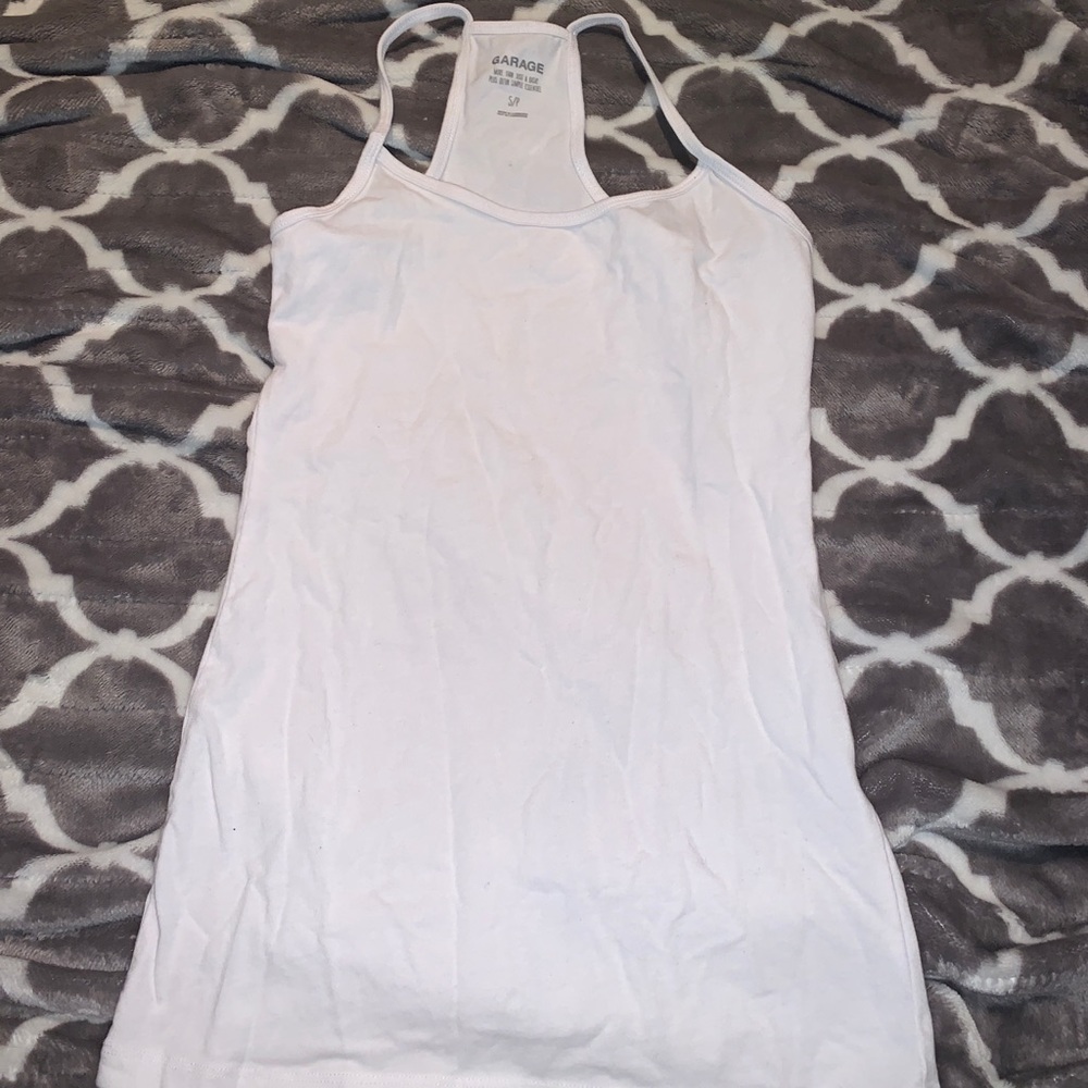 Basic White razor back Garage tank size S
